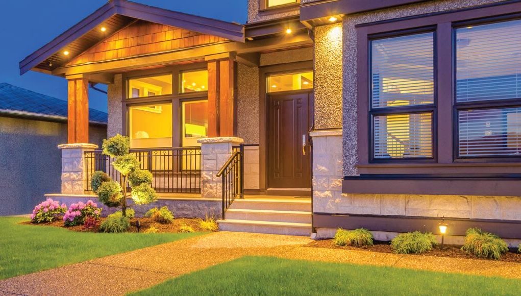 bright and well lit front porch