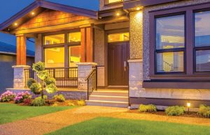 bright and well lit front porch