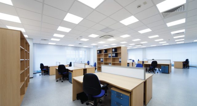 library with panel lights