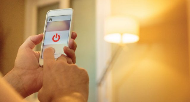phone with a power button on screen