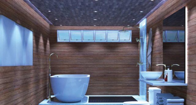 bathroom with a white tub
