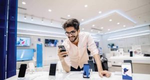 man checking a phone