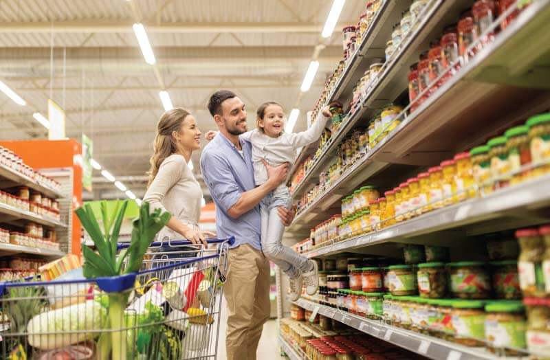 family doing grocery