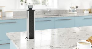 pop up socket on a kitchen island