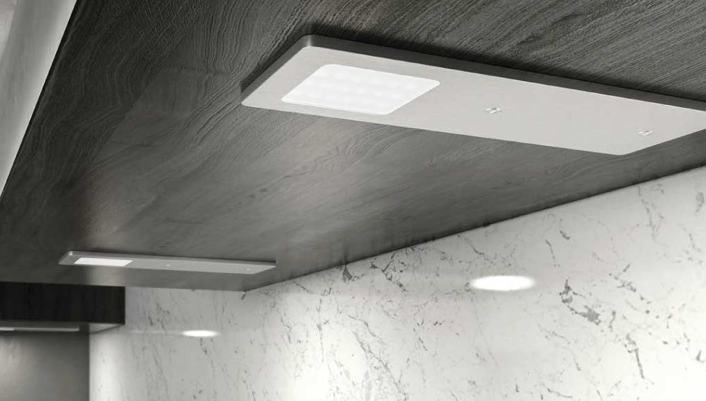 under cabinet lights with brushed chrome finish