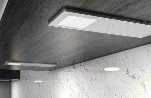 under cabinet lights with brushed chrome finish