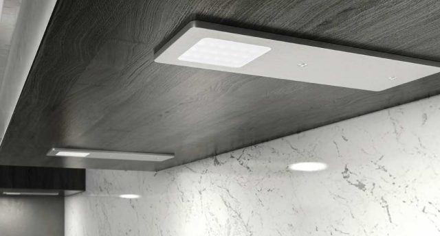 under cabinet lights with brushed chrome finish