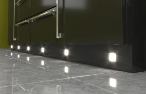 plinth lights on a dark kickboard