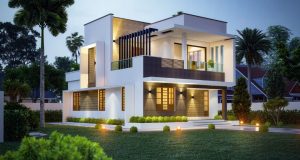 home with warm white outdoor lights