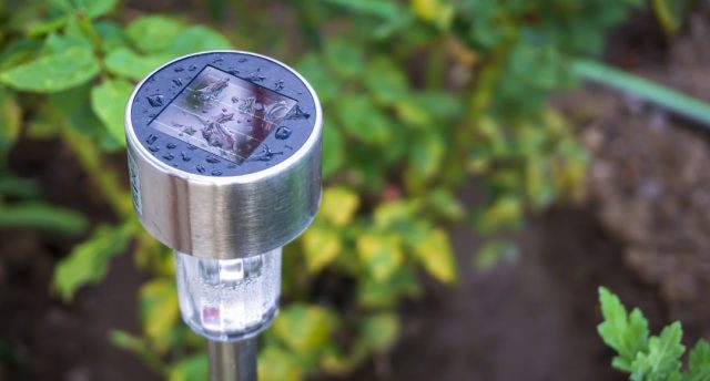 garden light with rain water