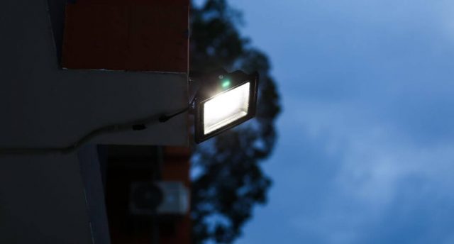 flood light mounted on a wall