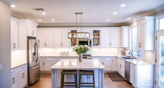 kitchen with white dominant interior