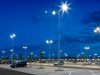 Nearly empty parking lot with LED lights