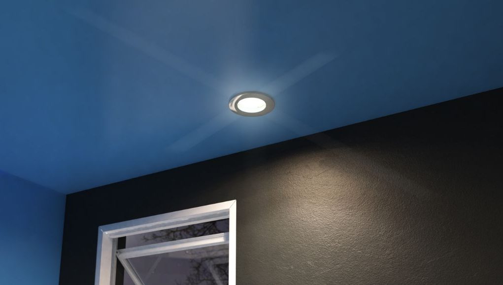 bathroom with cool white light downlights