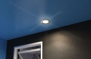 bathroom with cool white light downlights