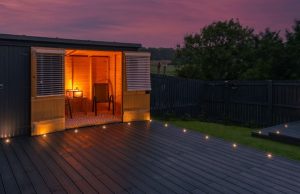 deck with dark grey floors