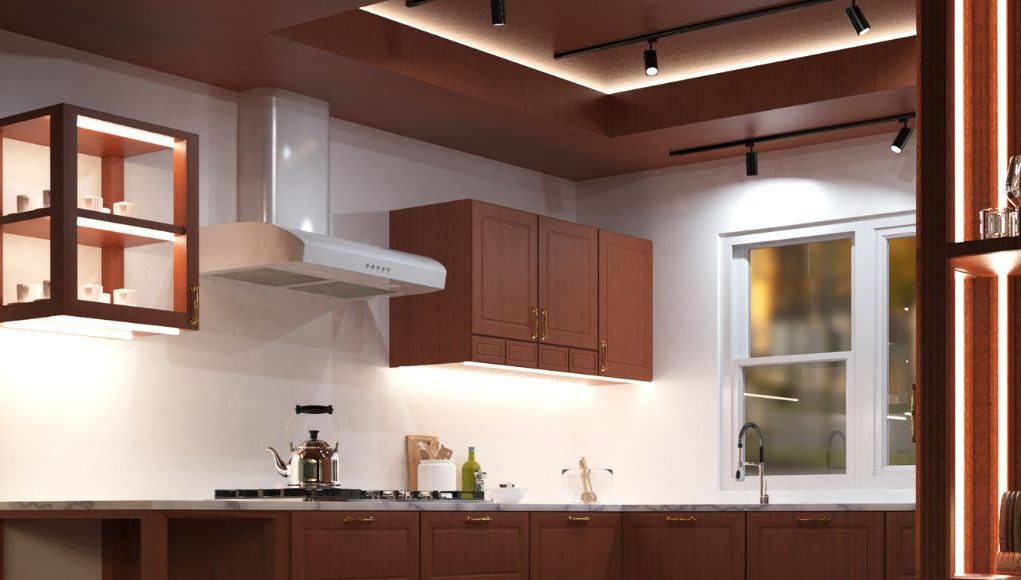 kitchen with natural white LED lights