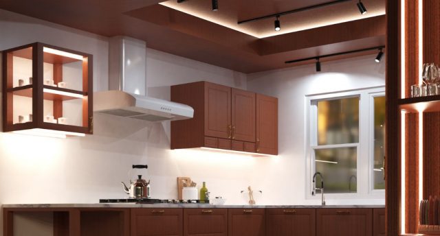 kitchen with natural white LED lights