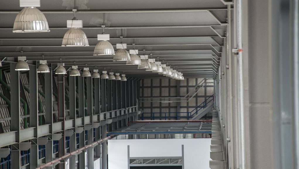 high bay lights in a warehouse