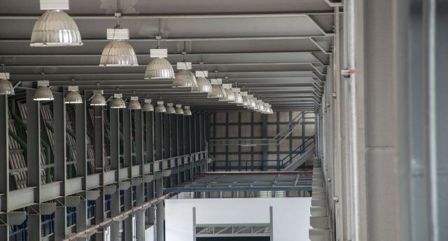 high bay lights in a warehouse