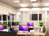 Office with warm white LED panel lights