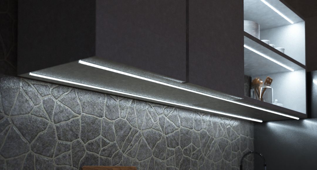 LED Strip Light Under A Kitchen Cabinet 