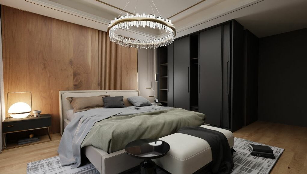 Bedroom statement lighting