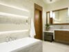 bathroom with white LED strip lights