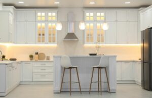 kitchen with wall lights and under cabinet lights