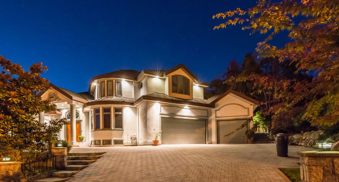 driveway with outdoor lights