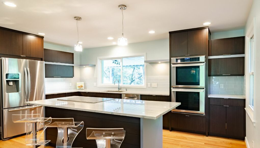 kitchen with wooden floors