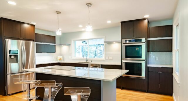 kitchen with wooden floors