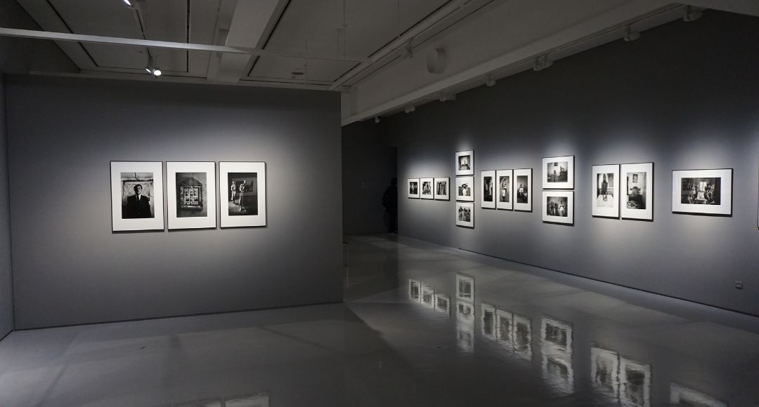 gallery with black walls