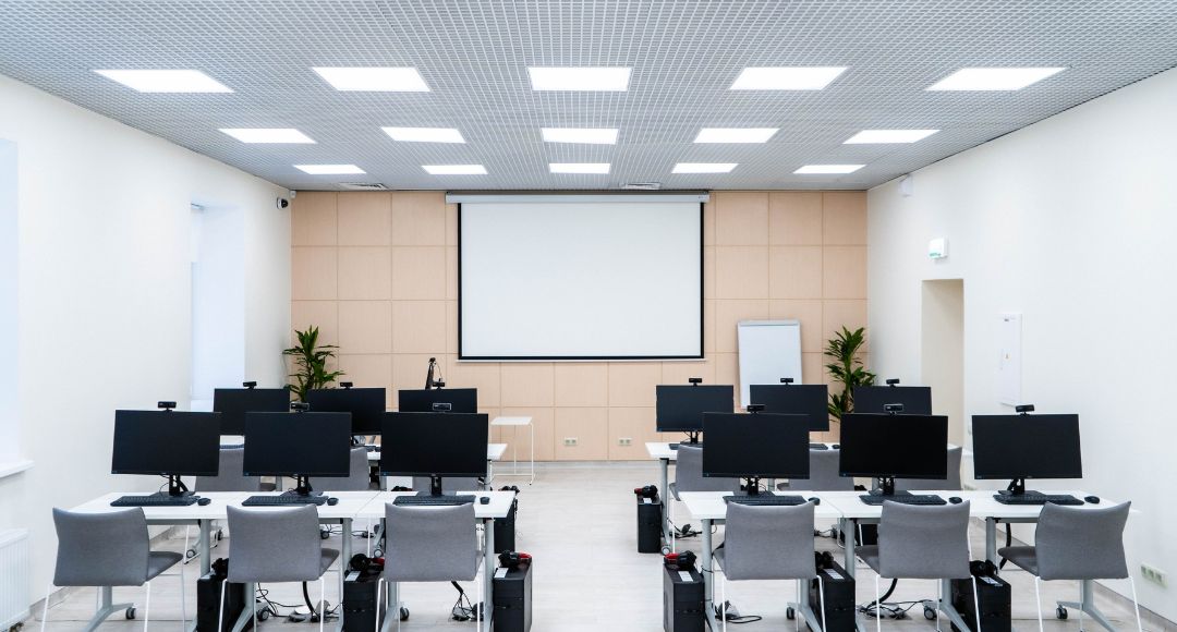 LED panels in a classroom