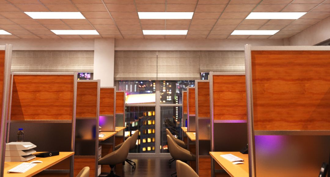 office cubicles with LED panels