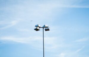 LED flood lights in a massive pole