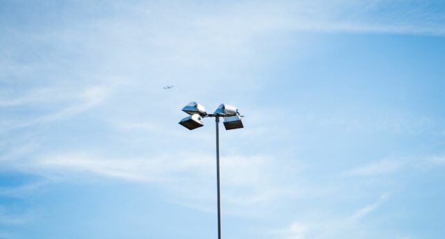 LED flood lights in a massive pole