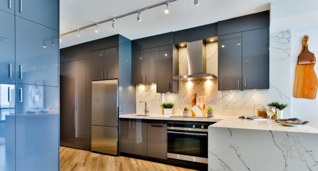 kitchen with various lighting sources