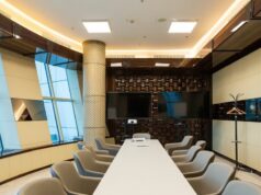 conference room with surface mounted LED panels