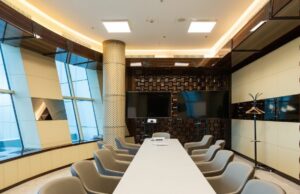 conference room with surface mounted LED panels