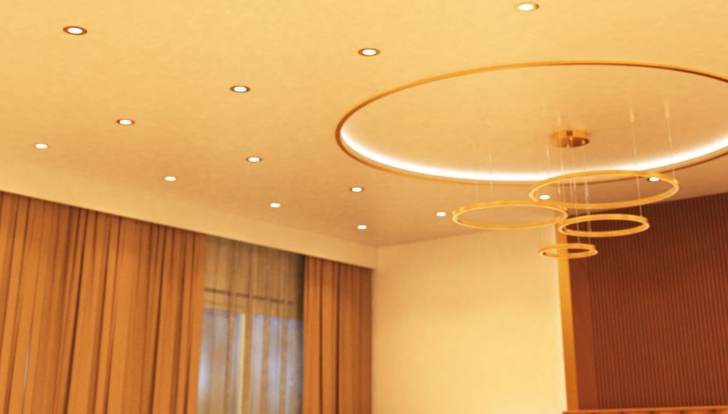 LED downlight with brass finish in warm white light