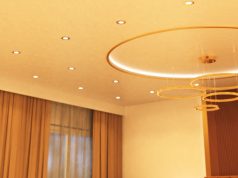 LED downlight with brass finish in warm white light