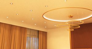 LED downlight with brass finish in warm white light