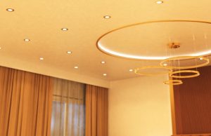 LED downlight with brass finish in warm white light