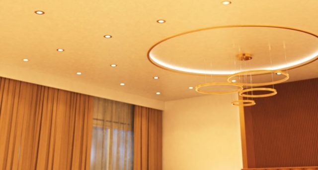 LED downlight with brass finish in warm white light