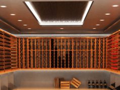 Wine Storage with LED downlights in warm white light