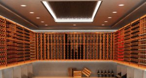 Wine Storage with LED downlights in warm white light