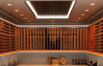 Wine Storage with LED downlights in warm white light