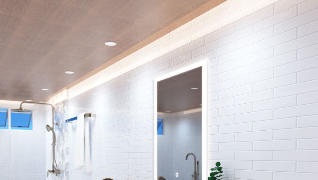 bathroom with wooden ceiling