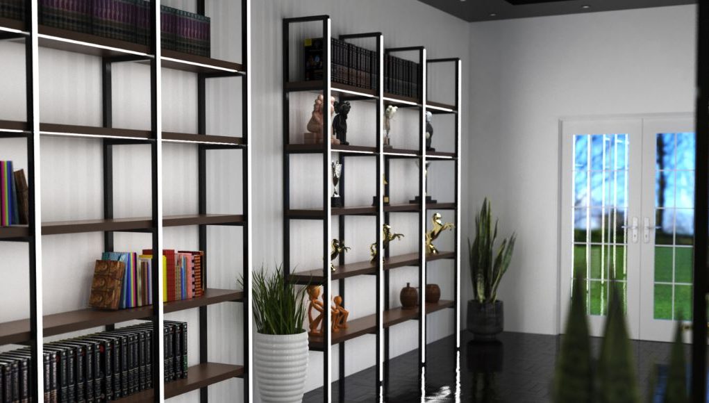 bookshelves with LED profile